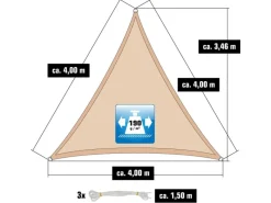 Polyester Sonnensegel Wasserabweisend - 4 x 4 x 4 m Dreieck*AMANKA New
