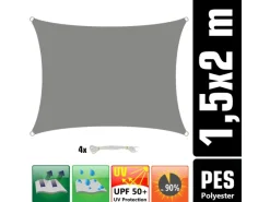 Polyester Sonnensegel Wasserdicht - 1,5 x 2 m Rechteckig Grau*AMANKA Hot