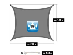 Polyester Sonnensegel Wasserdicht - 1,5 x 2 m Rechteckig Grau*AMANKA Hot