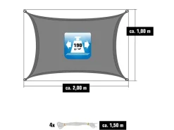 Polyester Sonnensegel Wasserdicht - 1 x 2 m Rechteckig Grau*AMANKA Online