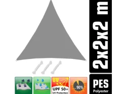 Polyester Sonnensegel Wasserabweisend - 2 x 2 x 2 m Dreieck Grau*AMANKA Discount