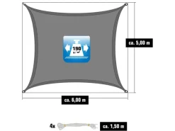 AMANKA Sonnensegel|Polyester Sonnensegel Wasserdicht - 6 x 5 m Rechteckig Grau
