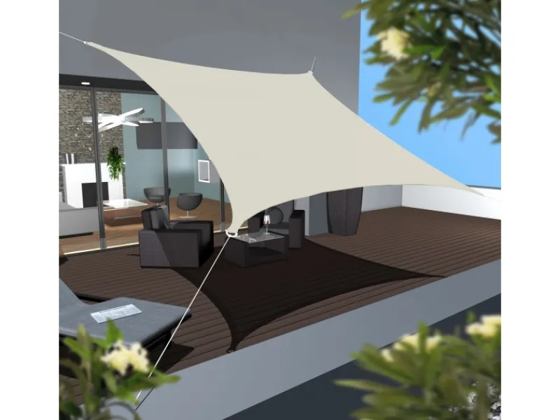 Polyester Sonnensegel Wasserabweisend - 4x4m Quadratisch Beige*AMANKA Sale