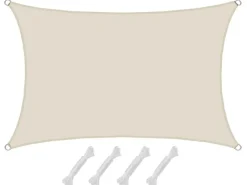 Polyester Sonnensegel Wasserdicht - 1 x 2 m Rechteckig Beige*AMANKA Outlet