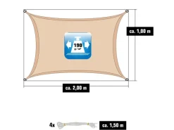 Polyester Sonnensegel Wasserdicht - 1 x 2 m Rechteckig Beige*AMANKA Outlet
