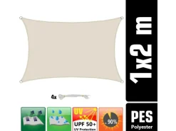 Polyester Sonnensegel Wasserdicht - 1 x 2 m Rechteckig Beige*AMANKA Outlet