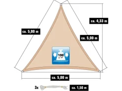 Polyester Sonnensegel Wasserabweisend - 5 x 5 x 5 m Dreieck*AMANKA Hot
