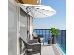 AMARE Sonnenschirme|Marktschirm 270 cm x 270 cm Weiß mit Kurbelmechanik