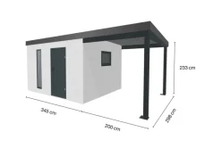 Amazing Spaces Fitnessgeräte|Gartenhaus Urban One Typ 7 Überdachung Rechts 345 x 298 cm Weiß