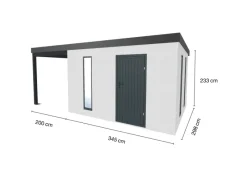 Gartenhaus Urban One Typ 6 Überdachung Links 345 cm x 298 cm Weiß*Amazing Spaces Clearance