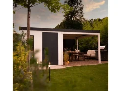 Amazing Spaces Fitnessgeräte|Gartenhaus Urban One Typ 5 Überdachung Rechts 345 x 298 cm Weiß