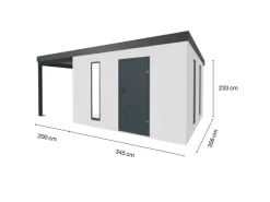 Gartenhaus Urban One Typ 6 Überdachung Links 345 cm x 356 cm Weiß*Amazing Spaces Clearance