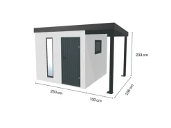 Gartenhaus Urban One Typ 5 Überdachung Rechts 250 x 256 cm Weiß*Amazing Spaces Clearance