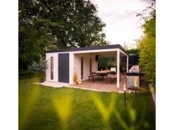 Gartenhaus Urban One Typ 5 Überdachung Rechts 290 x 256 cm Weiß*Amazing Spaces Hot