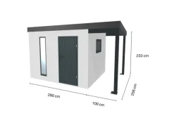 Gartenhaus Urban One Typ 5 Überdachung Rechts 290 x 256 cm Weiß*Amazing Spaces Hot