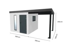 Gartenhaus Urban One Typ 7 Überdachung Rechts 250 x 256 cm Weiß*Amazing Spaces Sale