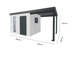 Gartenhaus Urban One Typ 7 Überdachung Rechts 290 x 256 cm Weiß*Amazing Spaces Outlet