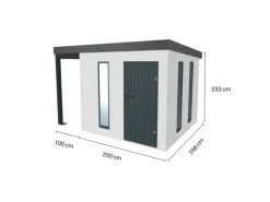 Amazing Spaces Fitnessgeräte|Gartenhaus Urban One Typ 4 Überdachung Links 250 cm x 256 cm Weiß