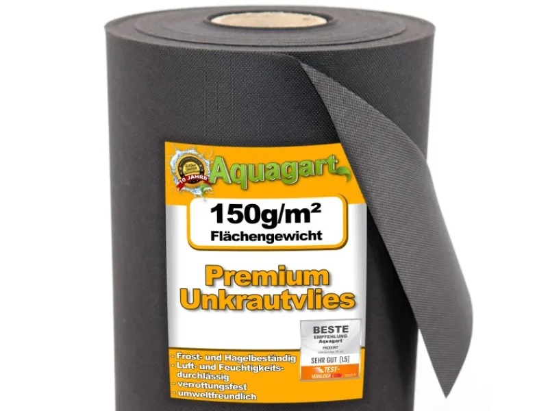 36m² Gartenvlies Unkrautvlies Unkrautfolie Mulchfolie Mulchvlies 150g 1,2m Breit*Aquagart Discount