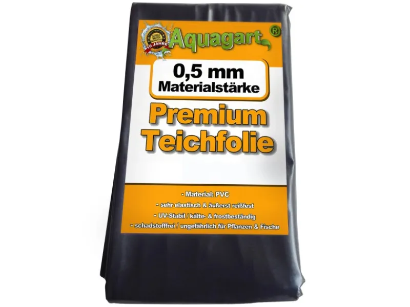 Aquagart Teichfolien|Teichfolie PVC 8m x 4m 0,5mm Schwarz Folie für den Gartenteich