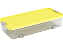 KIS Universalboxen|Aufbewahrungsbox W L flach mit Butterflydeckel 4 Rollen Gelb