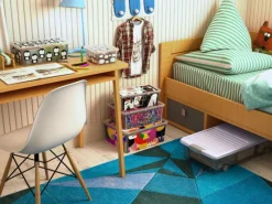 KIS Universalboxen|Aufbewahrungsbox W L flach mit Butterflydeckel 4 Rollen Blueberry