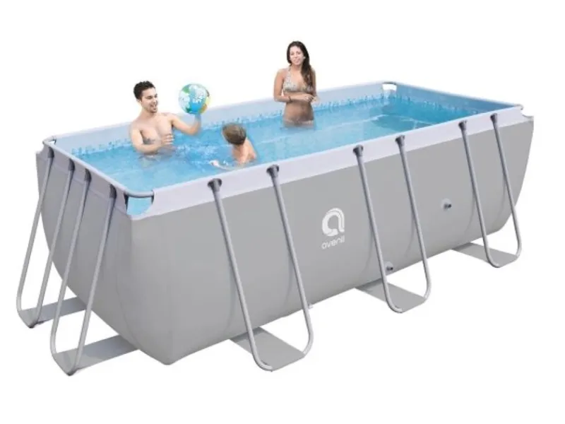 Avenli Aufstellpools|Frame Rectangular Stahlrahmenpool Rechteckig 400 x 200 x 100 cm Grau mit Reparaturaufkleber und Anleitung
