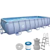 Avenli Wassersport|Frame Stahlrahmenpool Rechteckig 540 x 250 x 100 cm Grau mit Sicherheitsleiter und CleanPlus Filterpumpe
