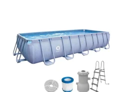 Avenli Wassersport|Frame Stahlrahmenpool Rechteckig 540 x 250 x 100 cm Grau mit Sicherheitsleiter und CleanPlus Filterpumpe