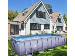 Avenli Wassersport|Frame Stahlrahmenpool Rechteckig 540 x 250 x 100 cm Grau mit Sicherheitsleiter und CleanPlus Filterpumpe