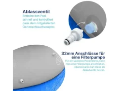 Avenli Wassersport|Frame Stahlrahmenpool Rechteckig 540 x 250 x 100 cm Grau mit Sicherheitsleiter und CleanPlus Filterpumpe