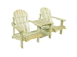 Doppelter Gartenstuhl mit Tisch Valerie Holz 175 cm Natur*AXI Hot