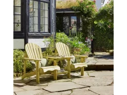 Doppelter Gartenstuhl mit Tisch Valerie Holz 175 cm  Natur*AXI Hot