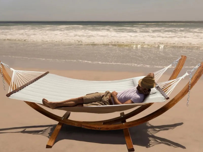 Hängematte Hawaii Set mit Holzgestell Beige*AXI Best