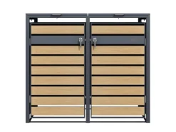 Mülltonnenbox Lucas Metall 2 x 240 l Anthrazit/Holzoptik*AXI Outlet