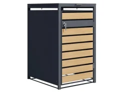 Mülltonnenbox Lucas Metall 240 l Anthrazit/Holzoptik*AXI Hot