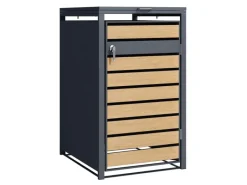 Mülltonnenbox Lucas Metall 240 l Anthrazit/Holzoptik*AXI Hot