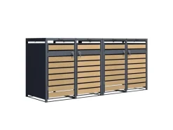 AXI Auflagenboxen|Mülltonnenboxen|Mülltonnenbox Lucas Metall 4 x 240 l Anthrazit/Holzoptik