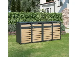 AXI Auflagenboxen|Mülltonnenboxen|Mülltonnenbox Lucas Metall 4 x 240 l Anthrazit/Holzoptik