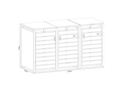 AXI Auflagenboxen|Mülltonnenboxen|Mülltonnenbox Lucas Metall 3 x 240 l Anthrazit/Holzoptik