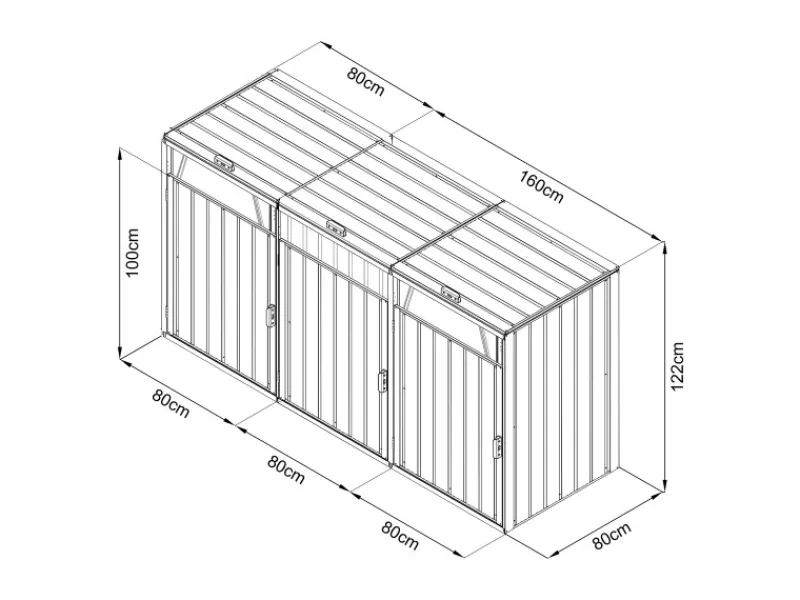 Mülltonnenbox Owen Metall 3 x 240 l Anthrazit*AXI Online