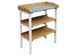 AXI Hydrokultur|Pflanztisch mit Ablageflächen Braun Weiß 76 cm x 37 cm 91,5 cm