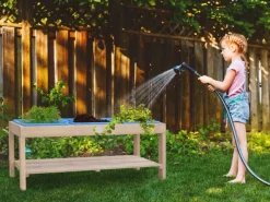 Sand und Wassertisch mit 3 Behältern Naturbraun Behälter Blau*AXI Sale