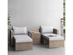 Balkonmöbel|Balkonmöbel-Set Olea Mini 5-teilig Polyrattan Hellgrau