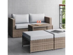 Balkonmöbel|Balkonmöbel-Set Olea Mini 5-teilig Polyrattan Hellgrau