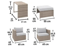 Balkonmöbel|Balkonmöbel-Set Olea Mini 5-teilig Polyrattan Hellgrau