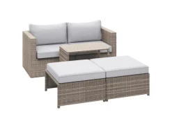 Balkonmöbel|Balkonmöbel-Set Olea Mini 5-teilig Polyrattan Hellgrau