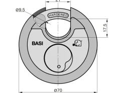 Basi Auflagenboxen|- Rundbügel-Vorhangschloss - RVS 610W - 70 mm - Schwarz - Gleichschließend - Edelstahlgehäuse - Witterungsschutz