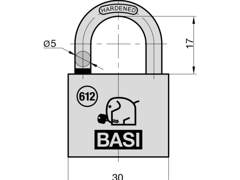 Basi Motorroller|- Vorhangschloss - VHS 612 - 30 mm - Gleichschließend - mit Wasserstop - inkl. 2 Schlüssel - Messinggehäuse