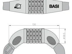 Basi Motorroller|Fahrräder|- Zweirad-Kettenschloss - ZR 305 - Stahlkette - Zahlenschloss - 6990-0305